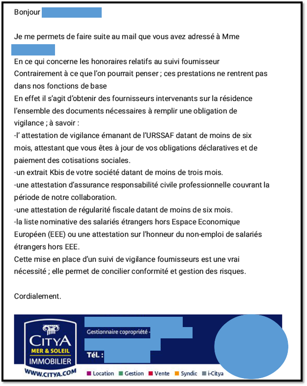 Vigilance sur la facturation « vigilance fournisseur » de chez CITYA
