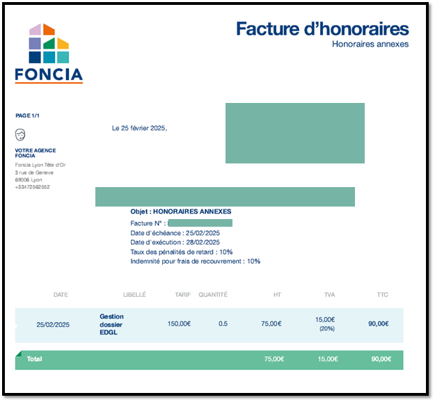 Nouvelle facture illégale de FONCIA