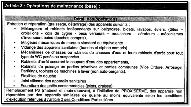 Des contrats de maintenance de robinetterie  sans grand intérêt pour la copropriété