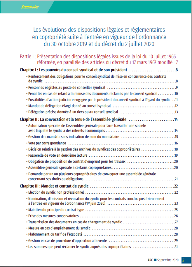 À défaut de réel code de la copropriété, ce guide reprend par thématique les articles légaux et réglementaires qui s’appliquent à chacun des nouveaux dispositifs.